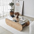 Masuta de cafea, Neostill, Brise, 105x35x65 cm, Sticla temperata, Stejar Safir / Transparent