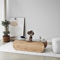 Masuta de cafea, Neostill, Brise, 105x35x65 cm, Sticla temperata, Stejar Safir / Transparent