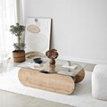 Masuta de cafea, Neostill, Brise, 105x35x65 cm, Sticla temperata, Stejar Safir / Transparent