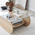 Masuta de cafea, Neostill, Brise, 105x35x65 cm, Sticla temperata, Stejar Safir / Transparent
