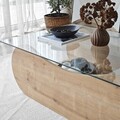 Masuta de cafea, Neostill, Brise, 105x35x65 cm, Sticla temperata, Stejar Safir / Transparent