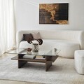 Masuta de cafea, Neostill, Saga Rectangle, 105x35x65 cm, Sticla temperata, Nuc / Transparent