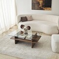 Masuta de cafea, Neostill, Saga Rectangle, 105x35x65 cm, Sticla temperata, Nuc / Transparent