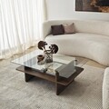 Masuta de cafea, Neostill, Saga Rectangle, 105x35x65 cm, Sticla temperata, Nuc / Transparent