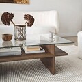 Masuta de cafea, Neostill, Saga Rectangle, 105x35x65 cm, Sticla temperata, Nuc / Transparent