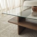 Masuta de cafea, Neostill, Saga Rectangle, 105x35x65 cm, Sticla temperata, Nuc / Transparent