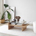 Masuta de cafea, Neostill, Saga Rectangle, 105x35x65 cm, Sticla temperata, Safir / Transparent