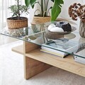 Masuta de cafea, Neostill, Saga Rectangle, 105x35x65 cm, Sticla temperata, Safir / Transparent