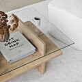 Masuta de cafea, Neostill, Saga Rectangle, 105x35x65 cm, Sticla temperata, Safir / Transparent
