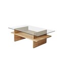 Masuta de cafea, Neostill, Saga Rectangle, 105x35x65 cm, Sticla temperata, Safir / Transparent