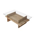 Masuta de cafea, Neostill, Saga Rectangle, 105x35x65 cm, Sticla temperata, Safir / Transparent