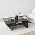 Masuta de cafea, Neostill, Saga Rectangle, 105x35x65 cm, Sticla temperata, Negru / Fume