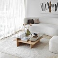 Masuta de cafea, Neostill, Saga Square, 90x35x90 cm, Sticla temperata, Safir / Transparent