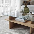 Masuta de cafea, Neostill, Saga Square, 90x35x90 cm, Sticla temperata, Safir / Transparent