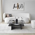 Masuta de cafea, Neostill, Saga Square, 90x35x90 cm, Sticla temperata, Negru / Fume