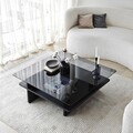 Masuta de cafea, Neostill, Saga Square, 90x35x90 cm, Sticla temperata, Negru / Fume
