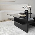 Masuta de cafea, Neostill, Saga Square, 90x35x90 cm, Sticla temperata, Negru / Fume
