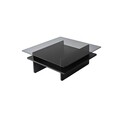 Masuta de cafea, Neostill, Saga Square, 90x35x90 cm, Sticla temperata, Negru / Fume