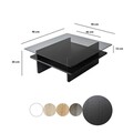 Masuta de cafea, Neostill, Saga Square, 90x35x90 cm, Sticla temperata, Negru / Fume