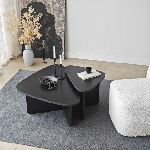 Set masute de cafea, Neostill, Ballare Set, PAL melaminat, Negru