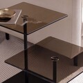 Set masute de cafea, Neostill, Elegante 2, Sticla temperata, Negru/Bronz