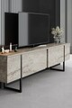 Comoda TV, Bexley, Luxe, 180x30x50 cm, PAL, Travertin / Negru