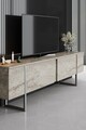 Comoda TV, Bexley, Luxe, 180x30x50 cm, PAL, Travertin / Argint