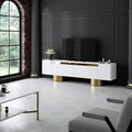 Comoda TV, Bexley, Bohem, 180x50x30 cm, PAL, Alb/Auriu