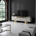 Comoda TV, Bexley, Bohem, 180x50x30 cm, PAL, Travertin / Auriu