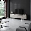 Comoda TV, Bexley, Bohem, 180x50x30 cm, PAL, Travertin / Argint
