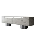 Comoda TV, Bexley, Bohem, 180x50x30 cm, PAL, Travertin / Argint