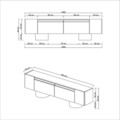 Comoda TV, Bexley, Bohem, 180x50x30 cm, PAL, Travertin / Argint