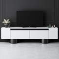 Comoda TV, Bexley, Bohem, 180x50x30 cm, PAL, Alb/Negru