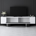 Comoda TV, Bexley, Bohem, 180x50x30 cm, PAL, Alb/Negru