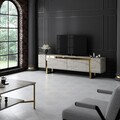 Comoda TV, Bexley, Yildiz, 180x50x30 cm, PAL, Travertin / Auriu