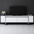 Comoda TV, Bexley, Yildiz, 180x50x30 cm, PAL, Alb / Argintiu