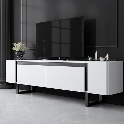 Comoda TV, Bexley, Yildiz, 180x50x30 cm, PAL, Alb/Negru