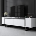 Comoda TV, Bexley, Yildiz, 180x50x30 cm, PAL, Alb/Negru