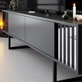 Comoda TV, Bexley, Chrome Line, 180x30x48 cm, PAL, Antracit / Negru