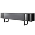 Comoda TV, Bexley, Chrome Line, 180x30x48 cm, PAL, Antracit / Negru