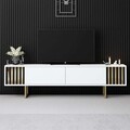 Comoda TV, Bexley, Gold Line, 180x30x48 cm, PAL, Alb/Auriu