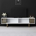 Comoda TV, Bexley, Gold Line, 180x30x48 cm, PAL, Alb/Auriu