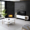 Comoda TV, Bexley, Gold Line, 180x30x48 cm, PAL, Alb/Auriu