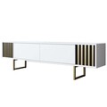 Comoda TV, Bexley, Gold Line, 180x30x48 cm, PAL, Alb/Auriu