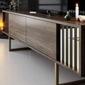 Comoda TV, Bexley, Gold Line, 180x30x48 cm, PAL, Nuc / Aur