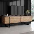 Comoda TV, Bexley, Luxe, 180x30x50 cm, PAL, Pin Atlantic / Negru