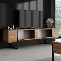 Comoda TV, Bexley, Luxe, 180x30x50 cm, PAL, Pin Atlantic / Negru