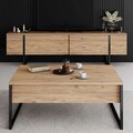 Comoda TV, Bexley, Luxe, 180x30x50 cm, PAL, Pin Atlantic / Negru