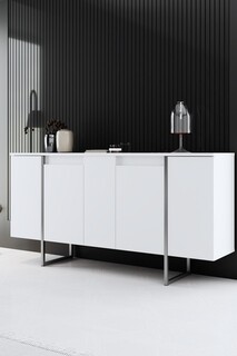 160x35x80 cm, Alb;Argintiu
