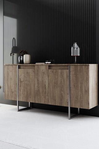 Consola, Bexley, Luxe, 160x35x80 cm, PAL, Nuc / Argint